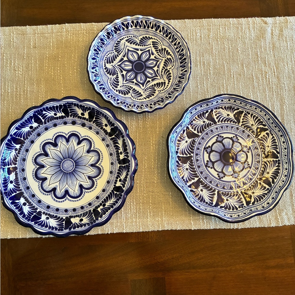 Mexican talevera plates (3) by Hernandez rare